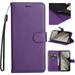 K-Lion Wallet Case for Samsung Galaxy S21 Retro Solid Color Premium PU Leather Card Slots Flip Case Business Style Shockproof Kickstand Protective Case Cover with Wrist Strap Purple