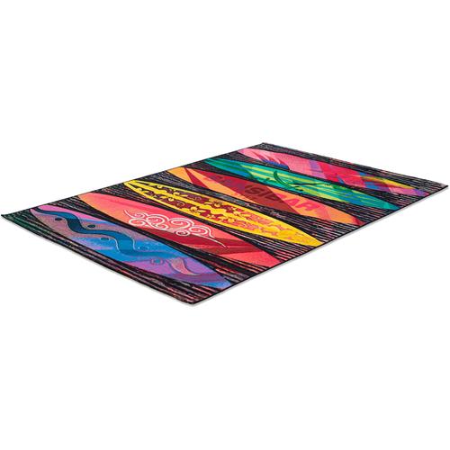 „Teppich SANSIBAR „“Rantum Beach SA-016″“ Teppiche Gr. B/L: 160 cm x 230 cm, 5 mm, 1 St., bunt Esszimmerteppiche Flachgewebe, modernes Design, Motiv Holzdielen“