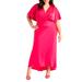 Plus Size Women's Kimono Sleeve Maxi Dress by ELOQUII in Pink (Size 28)