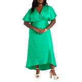 Plus Size Women's Kimono Sleeve Maxi Dress by ELOQUII in Bright Green (Size 16)