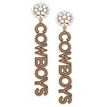 Women's CANVAS Style Oklahoma State Cowboys Pearl Cluster Dotted Enamel Drop Earrings