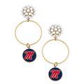 Women's CANVAS Style Ole Miss Rebels Pearl Cluster Enamel Hoop Earrings