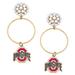 Women's CANVAS Style Ohio State Buckeyes Pearl Cluster Enamel Hoop Earrings