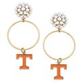 Women's CANVAS Style Tennessee Volunteers Pearl Cluster Enamel Hoop Earrings