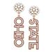 Women's CANVAS Style Ohio State Buckeyes Pearl Cluster Outline Enamel Drop Earrings