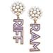 Women's CANVAS Style TCU Horned Frogs Pearl Cluster Outline Enamel Drop Earrings