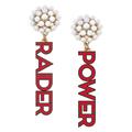 Women's CANVAS Style Texas Tech Red Raiders Pearl Cluster Outline Enamel Drop Earrings