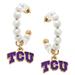 Women's CANVAS Style TCU Horned Frogs Pearl Hoop Enamel Drop Earrings
