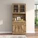 Gracie Oaks Zedan Farmhouse Double Barn Door Accent Bar Cabinet w/ Goblet Holder Wood in Brown/Yellow | 71.92 H x 31.97 W x 15.56 D in | Wayfair