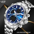 LIGE-Montre-bracelet à quartz étanche pour homme montres militaires horloge de sport numérique