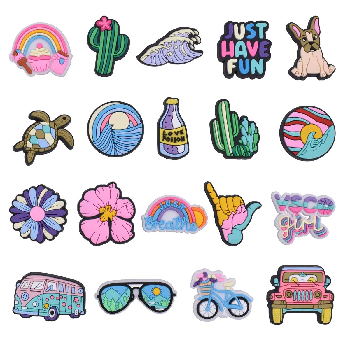 Breloques pour chaussures de vacances à la plage pour Crocs, accessoires pour chaussures, décorations pour Crocs, épingles, accessoires pour hommes, jeans, sabots pour femmes, clips