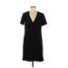 Banana Republic Casual Dress - Mini V Neck Short sleeves: Black Print Dresses - Women's Size 6