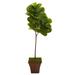 5' Fiddle Leaf Artificial Tree in Brown Planter (Real Touch)