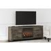 Signature Design by Ashley Trinell Brown 72" TV Stand for TVs up to 82" with Electric Fireplace - 72"W x 15"D x 26"H