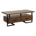 Voz 48 Inch Wood Coffee Table, 2 Drawers, Brown and Black, Bar Handles