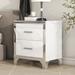 Elegant High Gloss Nightstand Mirrored Bedside Table End Table with Metal Handle and 2 Drawers for Bedroom Living Room