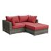 Poundex Furntiure Wicker-Fabric Outdoor Loveseat-Ottoman Three piece in Red