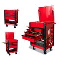 HPDAVV 5 Drawers Rolling Tool Cart / Multifunctional Tool Trolley with Locked Drawers Steel Top Workbench and Small Wooden Folding Table 500lbs Total Load Tool Cabinet for Tools Storage Garage