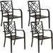 SUNCROWN 4 Pieces Wrought Iron Chairs Outdoor Dining Chairs Patio Metal Stack Chair for Backyard Garden