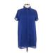 Signature collection Casual Dress - Shirtdress Collared Short sleeves: Blue Print Dresses - Women's Size Medium