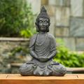 Luxenhome Large Buddha Statue Outdoor And Indoor 22 Fiber Stone Meditating Buddha Garden Statues Outdoor Zen Buddha Garden Sculptures & Statues Outdoor Statues For Garden Patio Backyard Deck