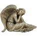 Luxenhome Weathered Brown Mgo Sleeping Angel Statue