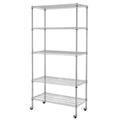 QXDRAGON UltraDurable Commercial-Grade 5-Tier NSF-Certified Steel Wire Shelving with Wheels 35.43 x 17.72 x 70.87 Chrome