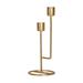 Gift Wedding Ornament Home Decoration Romantic Dinner Vintage Metal Pillar Craft Candelabra Double Candle Holder Long Pillar Candlestick Double Slot GOLD