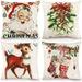 Christmas Pillow Covers 18x18 Vintage Christmas Pillows Farmhouse Outdoor Decorative Christmas Throw Pillowcase Decorations Retro Cotton Linen Cushion Case for Couch Sofa Home Decor Set of 4