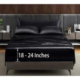 Entain 5Pcs Extra Deep Pocket Satin Sheets for Queen Size Bed - Up to 24 Mattress Luxury & Ultra Soft Bedding Sheets Set Silky Satin Bed Sheets with Body Pillow Cover - Black