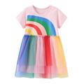 Toddler Girls Short Sleeve Dress Easter Cotton Casual Summer Appliques Shirt Jersey Dresses