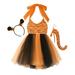 ZMHEGW Toddler Baby Girls Dress Short Sleeve Mini Dress Pumpkin Prints Orange 6Y