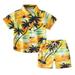 Penkiiy Boy s Short-sleeved Lapel Shirt Set Toddler Baby Boys Fashion Short Sleeve Blouse Tropical Seaside Print Retro Shirt Shorts Suit Yellow 7-8 Years