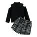 Pimfylm Flare Pants Suit Outfits Print Toddler Kids Baby Outfits Clothes Set Black 100