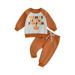 GXFC Toddler Baby Boy Halloween Outfits Clothes 6M 1T 2T 3T Children Boy Long Sleeve Pumpkin Letter Print Sweatshirt+Elastic Long Pants 2Pcs Halloween-themed Clothing Costume for Kids Boy