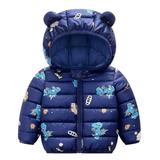 Toddler Winter Coat Winter Cartoon Windproof Hooded Warm Outerwear Cute Cropped Jackets For Girls Navy 110