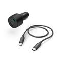 Hama Auto-Schnellladegerät, 1X Usb-C, 1X Usb-A, Pd/Qc, Ladeset, 32 W, Schwarz