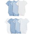 M & S 7P Bodysuits, 0-3 M, Blue Mix