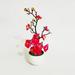 Dreamhall 1Pcs Plum Blossom Artificial Silk Flowers Simulation Flower with Plastic Vase Fake Plant Potted Arrangement for Home Wedding Office DIY Living Room Party Garden Decoration Rose Red