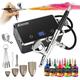 XDOVET Improved 32 PSI Airbrush Set with Paint 12 colors/30ml, Dual-Action Airbrush Set with Model Making Dyes, Portable Airbrush Set with Compressor for Coloring
