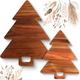 Lallisa 2 Pieces Christmas Cheese Cutting Board Platter Acacia Kitchen Cutting Chopping Board with Handles Wooden Christmas Tree Shaped Charcuterie Board for Kitchen Vegetables Fruit Serving, 2 Sizes