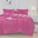 Memfydu Fluffy Duvet Cover Set, Hot Pink Plush Shaggy Velvet Comforter Cover Bedding Sets 4 PCS (1 Faux Fur Duvet Cover + 2 Pillowcases + 1 Throw Pillow Cover), Zipper Closure (King,Hot Pink)
