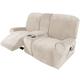 Recliner Slipcovers - Velvet Stretch Recliner Cover, with Console & Pockets - Soft & Thick Washable Fabric - 2-3 Seater Recliner Slipcovers for Furniture, Sofas, Couches & Chairs