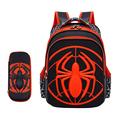 MODRYER Children's Spider Man Backpack School bags with Pencil Cases Superhero Boys Waterproof Bookbag Lightweight Rucksack for Elementary Primary Junior Students,Black A-Medium