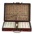 DECHOUS antique mahjong set travel mahjong set vintage toys travel toy mahjong board game Standard Mahjong archaise mahjong antique standard Chinese mahjong major game props desktop Wooden