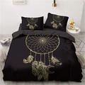 MDKLXIDF Bedding Double Bed Set black dream catcher Bedding Set with Zipper Closure Microfiber Soft Breathable Duvet Cover 91x86.7 inch + 2 Matching Pillowcases 19x29 inch, for Adults Teenagers