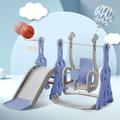 4-in-1 Children's Slide Set Kids' Playset Toddler Climber Swing Set Playground Play Set with Removable Basketball Hoop,Long Slide and Ball,Climb Stairs,for Indoor and Outdoor Adventures Blue