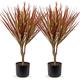 Briful 2PCS Fake Plants Artificial Dracaena Tree Tall Artificial Plants with 3 Trunks, Dracaena Marginata Artificial Indoor Plants Tropical Artificial Trees for Autumn Decorations Home Decor