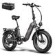 Fafrees FF20 POLAR Electric Bike, 20 * 4.0” Fatbike, Folding Electric Bicycle for Adults, 10.4 * 2 Ah Batteries E-bike,Men's Electric Mountain Bike, Range 70-150KM (Black)