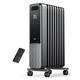 Dreo Oil Filled Radiator 2000W,Electric Portable Space Oil Heater 9 Fins With Remote Control,24h Timer,3 Heat Settings,4 Modes,Digital Thermostat,Overheat & Tip-Over Protection,Quiet,Home,Grey